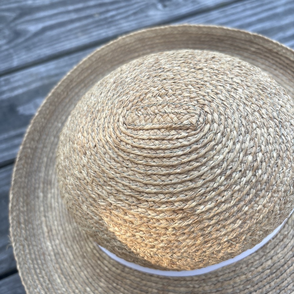 Helen Kaminski Handmade Australia Raffia Hat Natural OS white ribbon runs small - Picture 11 of 16